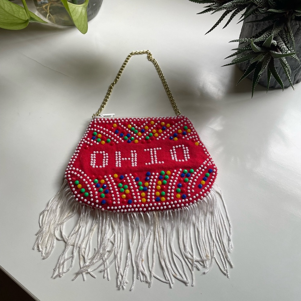 Vintage Ohio state Beaded Fringe Purse